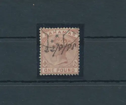 1884-90 BAHAMAS - Stanley Gibbons n 57 - Regina Vittoria Crown CA, 1 Sterlina Venetian red - Gebraucht