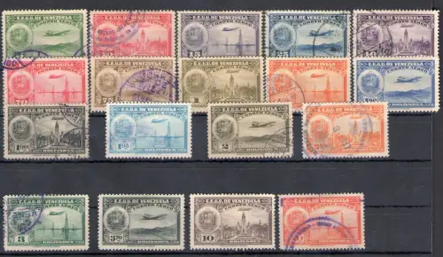1938 Venezuela - Luftpost - Yvert Nr. 79/96 - Ordentliche Serie - 18 Werte - Gebraucht