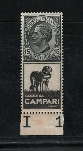 1924 Italien Königreich, Werbung # 3, 15 Cent Cordial Campari - postfrisch **