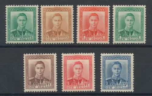 1938-44 NEUSEELAND - Stanley Gibbons Nr. 603-609 - MH*