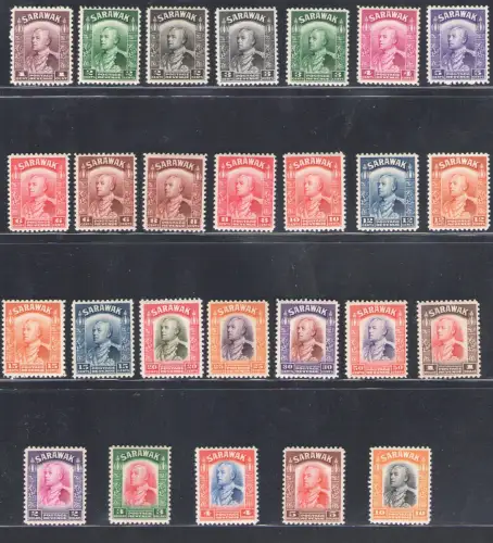 1934 SARAWAK - Stanley Gibbons Nr. 106/25 - Sir Charles Vyner Brooke - Serie mit 26 Werten - MNH** - Superb Quality