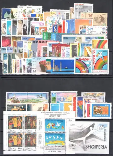 1995 EUROPA CEPT, kompletter Jahrgang 50 Länder, 93 Werte + 3 Zettel - postfrisch **