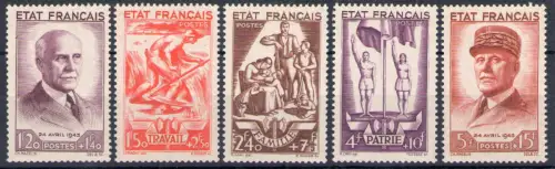 1943 FRANKREICH - Nr. 576/580 - Nationale Hilfe - 5 Werte - postfrisch **