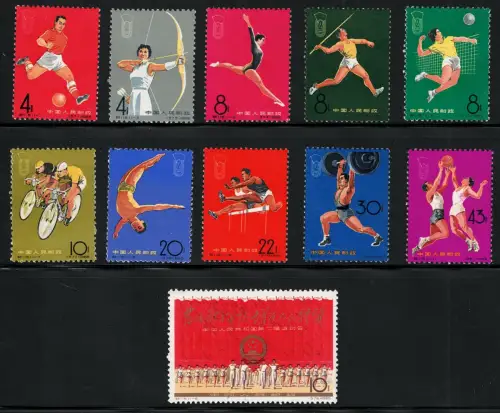 1965 CHINA, Mi. # 903-13, Nationalsport, 11 Werte, postfrisch **