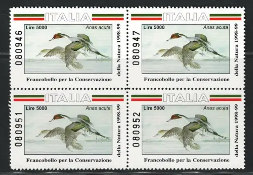 1998-99 Italien, Ente, Anas Acuta, Lire 5.000 Alto Valore, MNH **