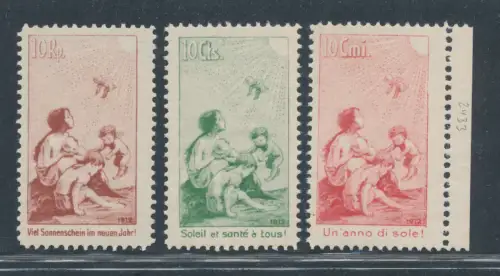 1912 SCHWEIZ, Precursori Pro Juventute, SBHV # I/II/III, MNH**