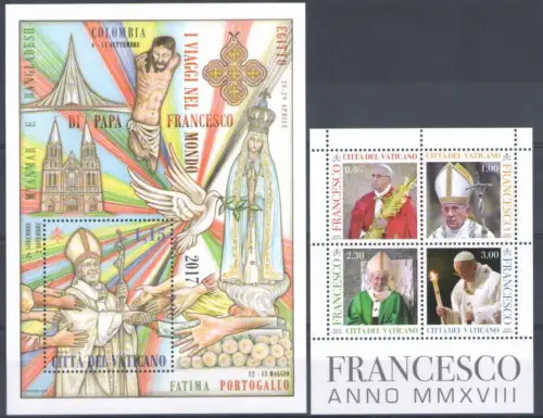 2018 Vatikan, 28 Werte + 4 Zettel + 1 Heft + 4 Kleinblätter