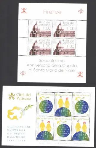 2018 Vatikan, 28 Werte + 4 Zettel + 1 Heft + 4 Kleinblätter