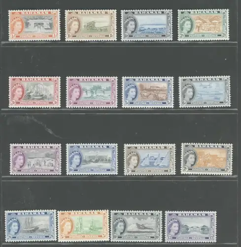 1954-63 BAHAMAS, Stanley Gibbons Nr. 201-16 - Serie mit 16 Werten, postfrisch**
