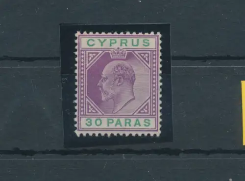 1902-04 Cipro, Stanley Gibbons Nr. 51 - 30 Piastre violet and green - MH*
