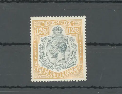 1924-32 BERMUDA, Stanley Gibbons Nr. 93, GEORGE V Portrait, 12s.6d. grau und orange, postfrisch**