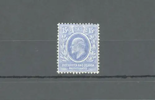 1907-08 Ostafrika und Uganda Protektorat - Stanley Gibbons Nr. 39 - 15 Cent hellblau - postfrisch **