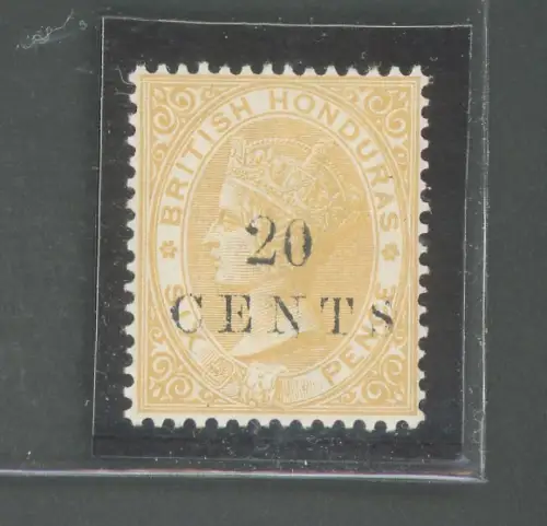 1888 BRITISH HONDURAS, Stanley Gibbons Nr. 29 - 20 Cent auf 6d. Gelb - MLH*