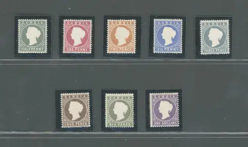 1886-93 Gambia - Stanley Gibbons Nr. 21-35 - Queen Victoria - Crown Watermark CA - 8 Werte - MH*