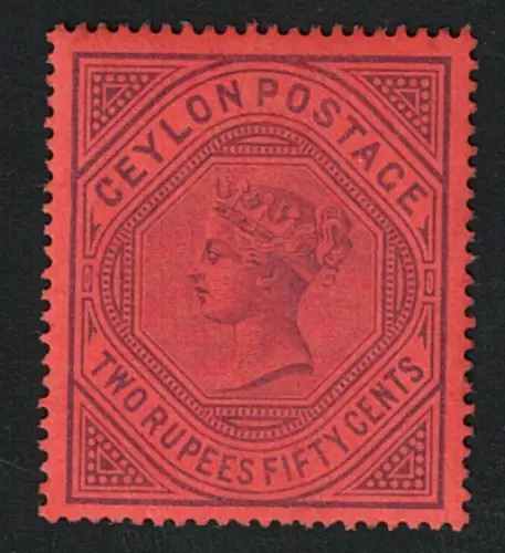 1892 Ceylon, Stanley Gibbons Nr. 249, 2r.50 lila rot, postfrisch**