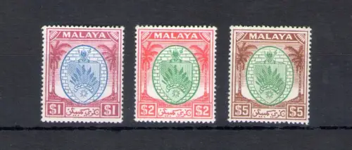 1949-55 NEGRI SEMBILAN, Stanley Gibbons Nr. 60-62 - 3 Hohe Werte - MNH **
