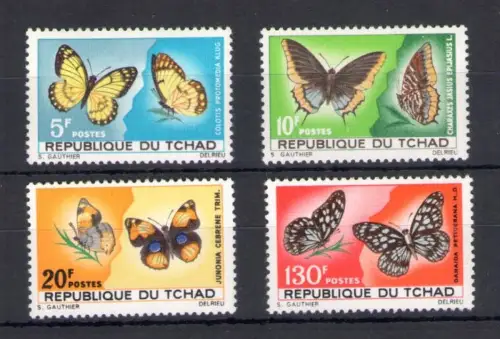 1967 Tschad Republik, Schmetterlinge - Yvert Nr. 137-40 - 4 Werte - postfrisch **