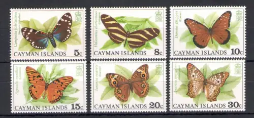 1977 Cayman Islands, Schmetterlinge - Yvert Nr. 390-95 - 6 Werte - postfrisch **