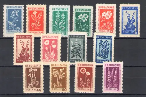 1935 BULGARIEN, Blumen und Heilpflanzen - Ordentliche Serie - Yvert Blatt Nr. 770-783 - 14 Werte - postfrisch **
