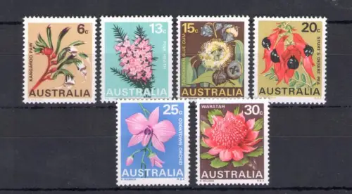 1968 Australien - Yvert Katalog Nr. 367-72 - Blumen - 6 Werte postfrisch **