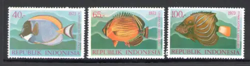 1973 INDONESIEN, Stanley Gibbons Nr. 1343-45 - Fische - postfrisch **