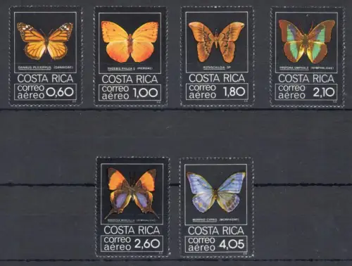 1979 Costa Rica, Luftpost Schmetterlinge - Yvert Nr. 739-44 - 6 Werte - postfrisch **