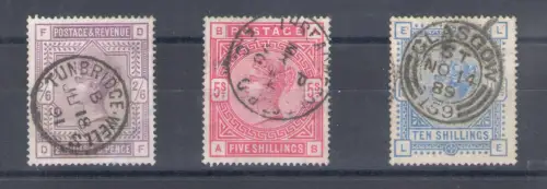 1883-84 GROSSBRITANNIEN - Stanley Gibbons Nr. 178-180-183 - Bildnis Königin Sieg - Gebraucht - Top Qualität