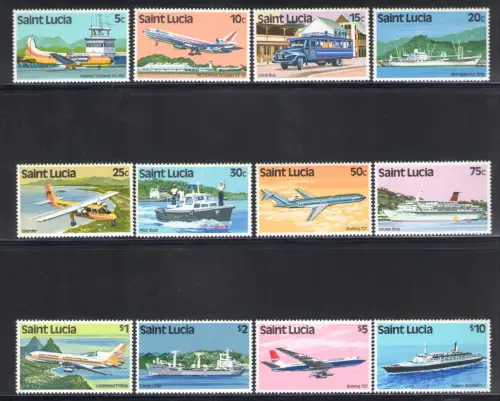 1980 ST. Lucia - Transportmittel - Serie von 12 Werten - Yvert Tellier Nr. 494-505 - postfrisch**