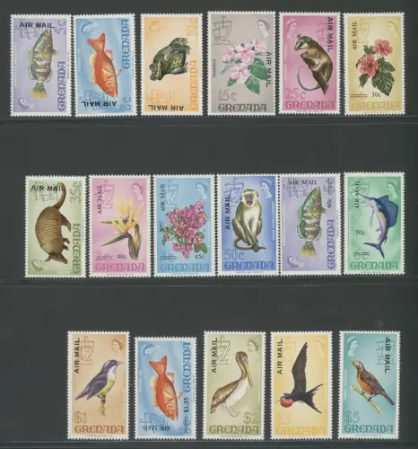 1972 Grenada - Yvert Nr. 3-19 - Luftpost - Luftpost Aufdruck - 17 Werte - postfrisch **