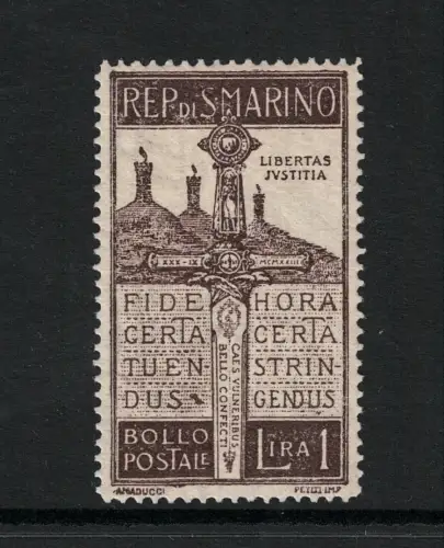 1923 SAN MARINO, Verstümmelt im Krieg, # 97, zentriert, postfrisch **