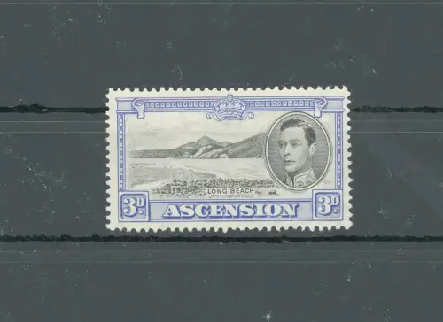 1938-53 ASCENSION, Stanley Gibbons Nr. 42 - 3d. schwarz und ultramarin - MH*