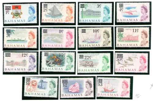 1966 BAHAMAS - Self Government Decimal Currency 15 Werte - Stanley Gibbons Nr. 273 - 287 - MNH **