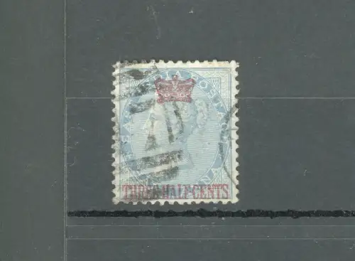 1867 Straits Settlements, Stanley Gibbons No.1 - Regina Victoria - 1 1/2 on 1/2 a. blue - Gebraucht