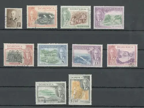 1951 DOMINICA - Stanley Gibbons Nr. 120/34 - Georg VI. - Plantagioni Territori Seen - Serie unvollständig - 10 Werte - gebraucht