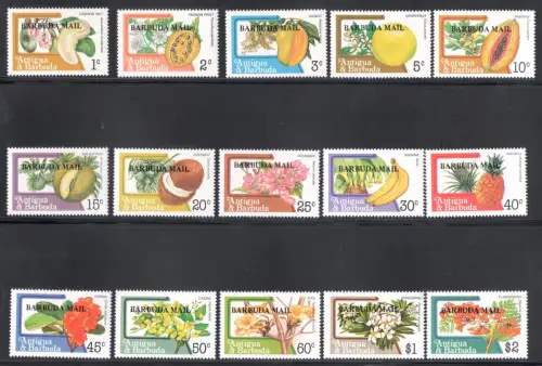 1983 Antigua - Yvert et Tellier Nr. 701-18 - Ordentliche Serie - Blumen und Früchte - 18 Werte - postfrisch **