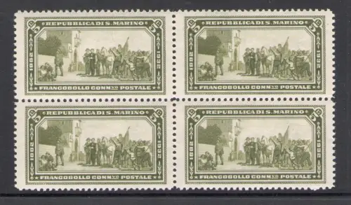 1932 San Marino - 50. Todestag von Garibaldi - Sachsen Nr. 168-75 - Komplette Serie 8 Werte - Viererblöcke - postfrisch ** - Sehr gut zentriert