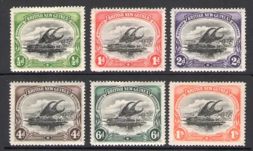 1901-05 British New Guinea - Stanley Gibbons Nr. 1-3 + 5-7 - Serie unvollständig - 6 Werte - MH*