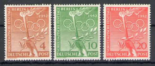 1952 Deutschland - Berlin - Olympische Spiele Helsinki - Yvert Nr. 74-76 - postfrisch **