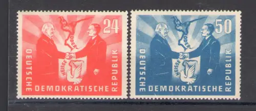 1951 DDR, Besuch des polnischen Präsidenten Bierut, 2 Werte, Yvert Nr. 36-37, postfrisch**