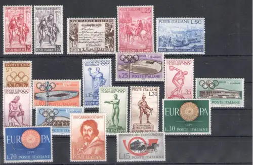 1960 Italien Republik, kompletter Jahrgang, 19 Werte - postfrisch **