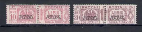 1928-41 SOMALIA - Nr. 64-65, Postpakete mit Littorio-Bündel, 2 hohe Werte, MH*