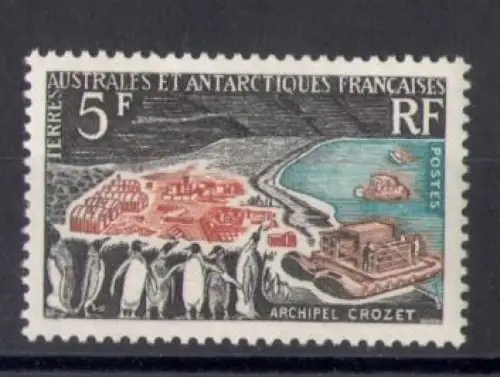 1963 TAAF - FRANZÖSISCHE ANTARKTIS - Crozet Archipel - 5 Franken mehrfarbig, Yvert Katalog Nr. 20 - 1 Wert - postfrisch **