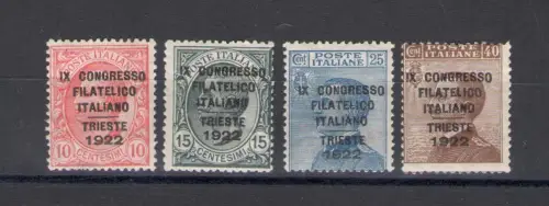 1922 Italien - Königreich, 9. Italienischer Philatelistischer Kongress - Triest - MNH ** - Sorani-Zertifikat