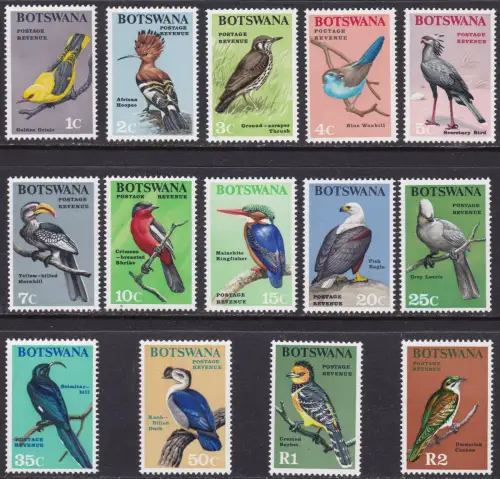 1967 BOTSWANA - Yvert 171/184 - Vögel - 14 Werte - postfrisch **