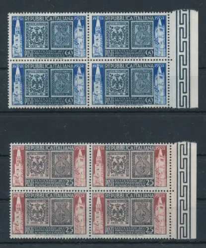 1952 Italien - Republik, Modena und Parma - 2 Werte, Nr. 689/90, gute sehr gute Zentrierung, postfrisch** - Viererblock
