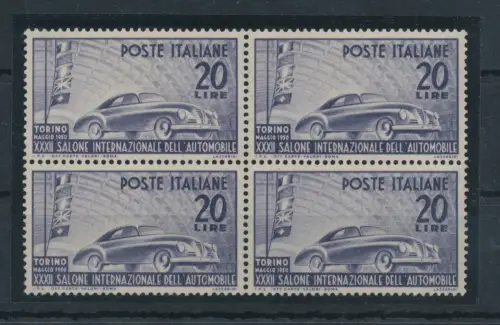 1950 Italien - Republik, Automobilsalon Turin - 1 Wert, Nr. 617, gute sehr gute Zentrierung, postfrisch ** - Viererblock