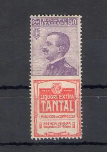 1925 Italien - Königreich, Werbung Nr. 18, 50 Cent violett und rot Tantal, mittelmäßige Zentrierung, postfrisch ** signiert Sorani