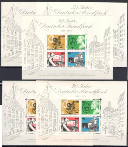 1973 Deutschland - Berlin - 50 Rundfunk - Yvert Nr. 416/19 - MNH** - 5 Bogen