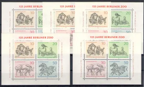 1969 Deutschland - Berlin - 125 Jahre Berliner Zoo - Yvert Nr. 310/13 - MNH** - 5 Bogen