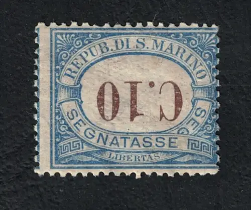 1925 SAN MARINO, Steuermarken #20a, Cent 10 hellblau umgekehrte Zahlen, postfrisch **